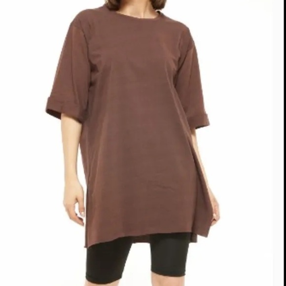 Casual Cotton Flax Loose Fit Dress, Swim Coverup, with Pockets Brown Size Medium - Picture 4 of 11